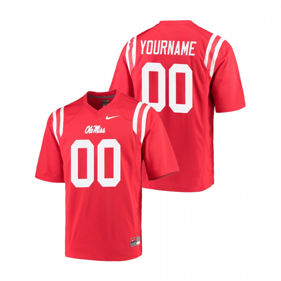 men's ole miss rebels custom red college football game jersey