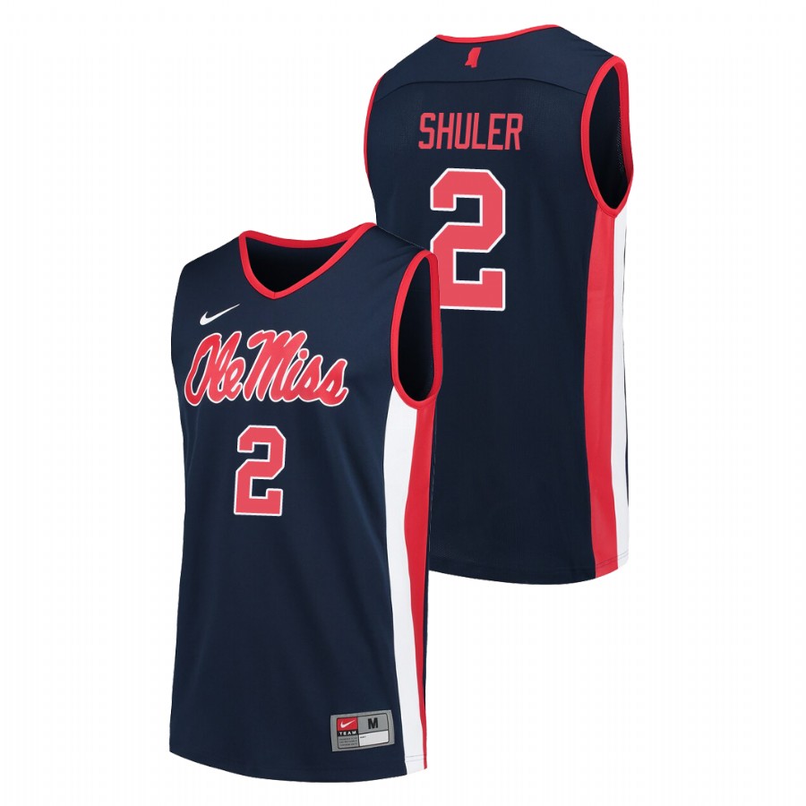 men's ole miss rebels devontae shuler college basketball navy replica jersey