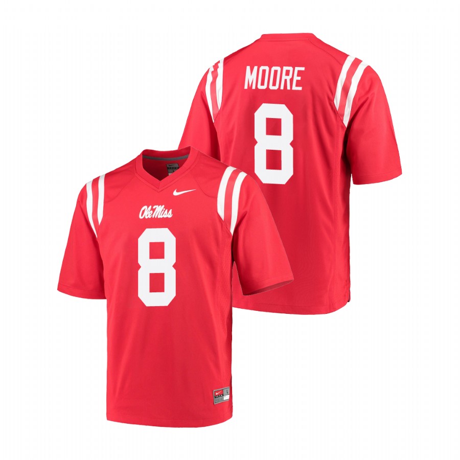 men's ole miss rebels elijah moore red college football game jersey