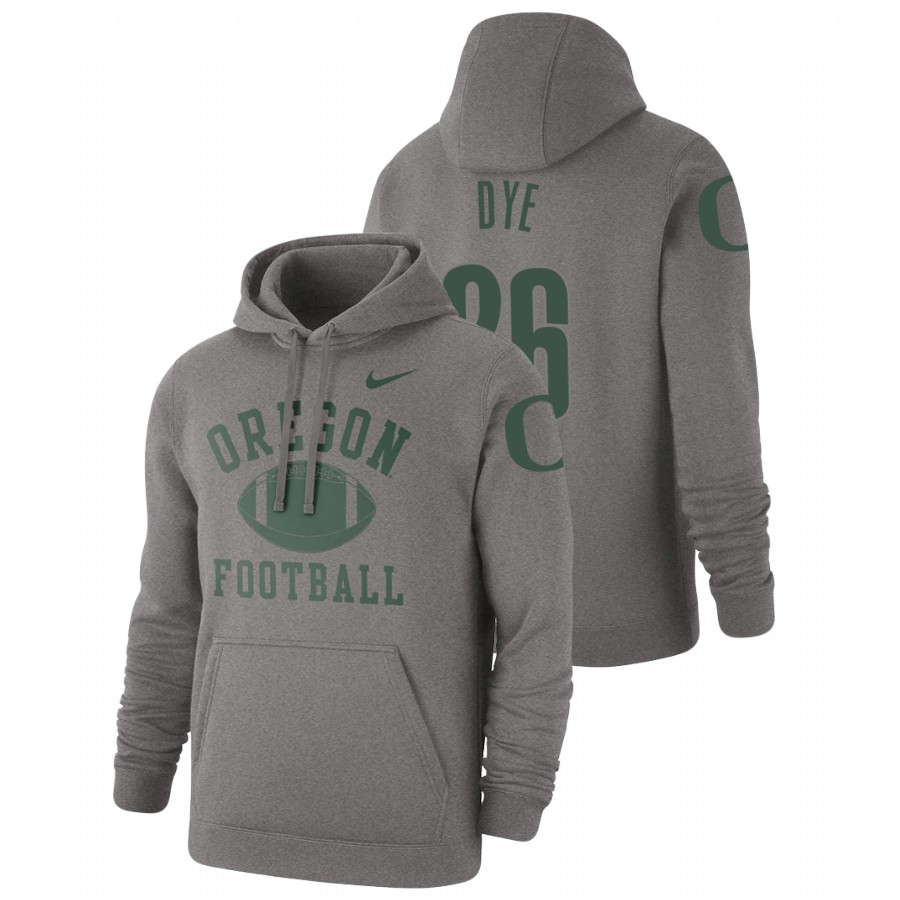 men's oregon ducks travis dye pullover heathered gray retro football hoodie