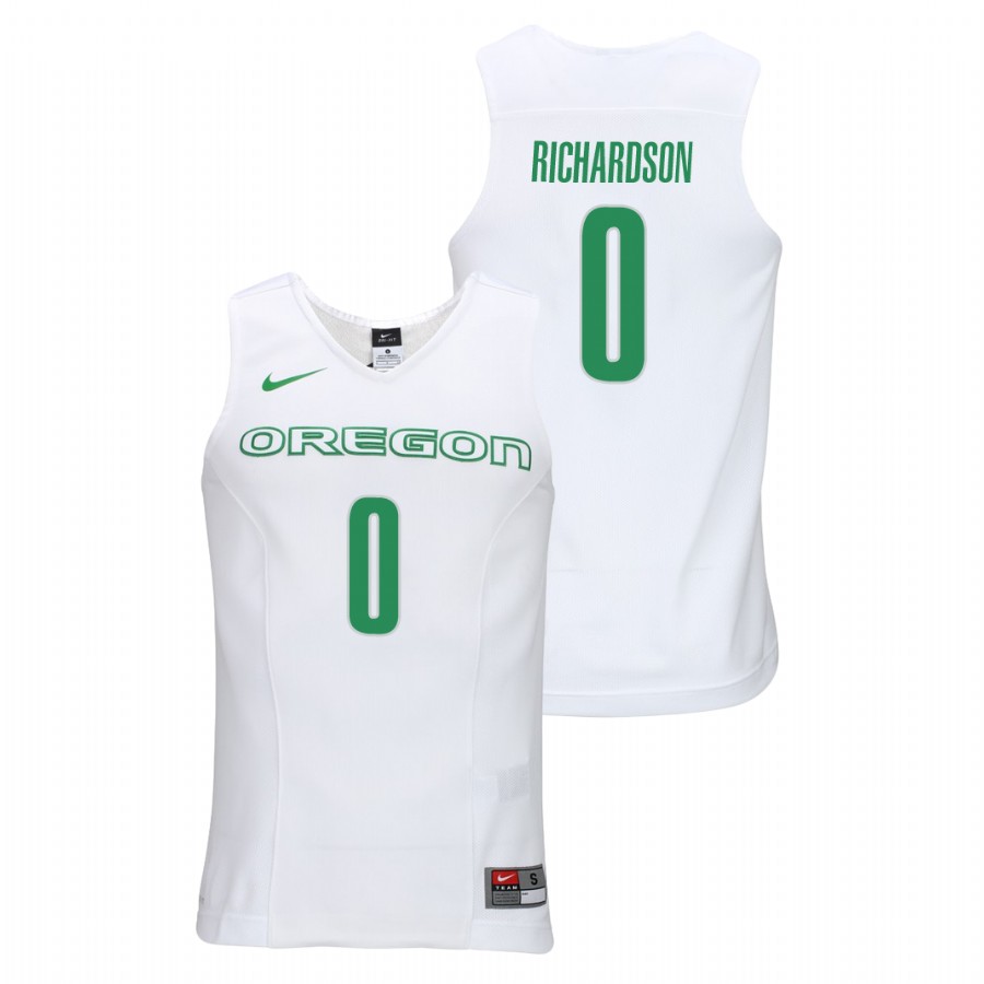 men's oregon ducks will richardson white elite authentic performance college basketball jersey