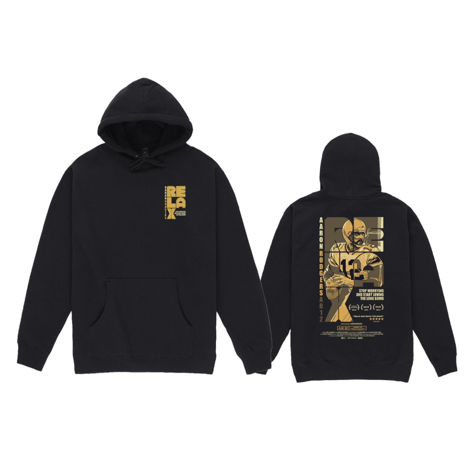 men's packers aaron rodgers black player graphic pullover hoodie