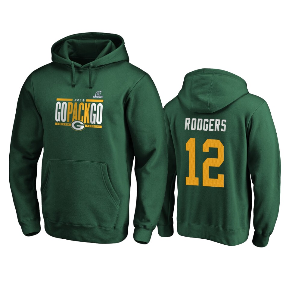 men's packers aaron rodgers green 2019 nfl playoffs hometown checkdown pullover hoodie