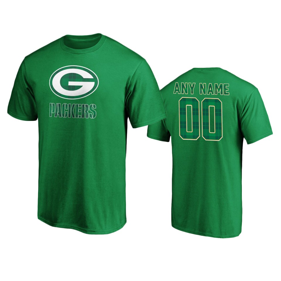 men's packers custom green st. patrick's day emerald plaid t shirt