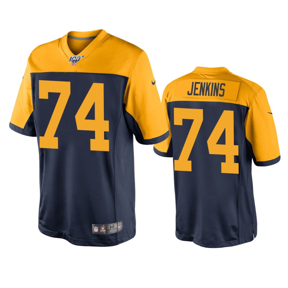 men's packers elgton jenkins navy 100th season throwback jersey