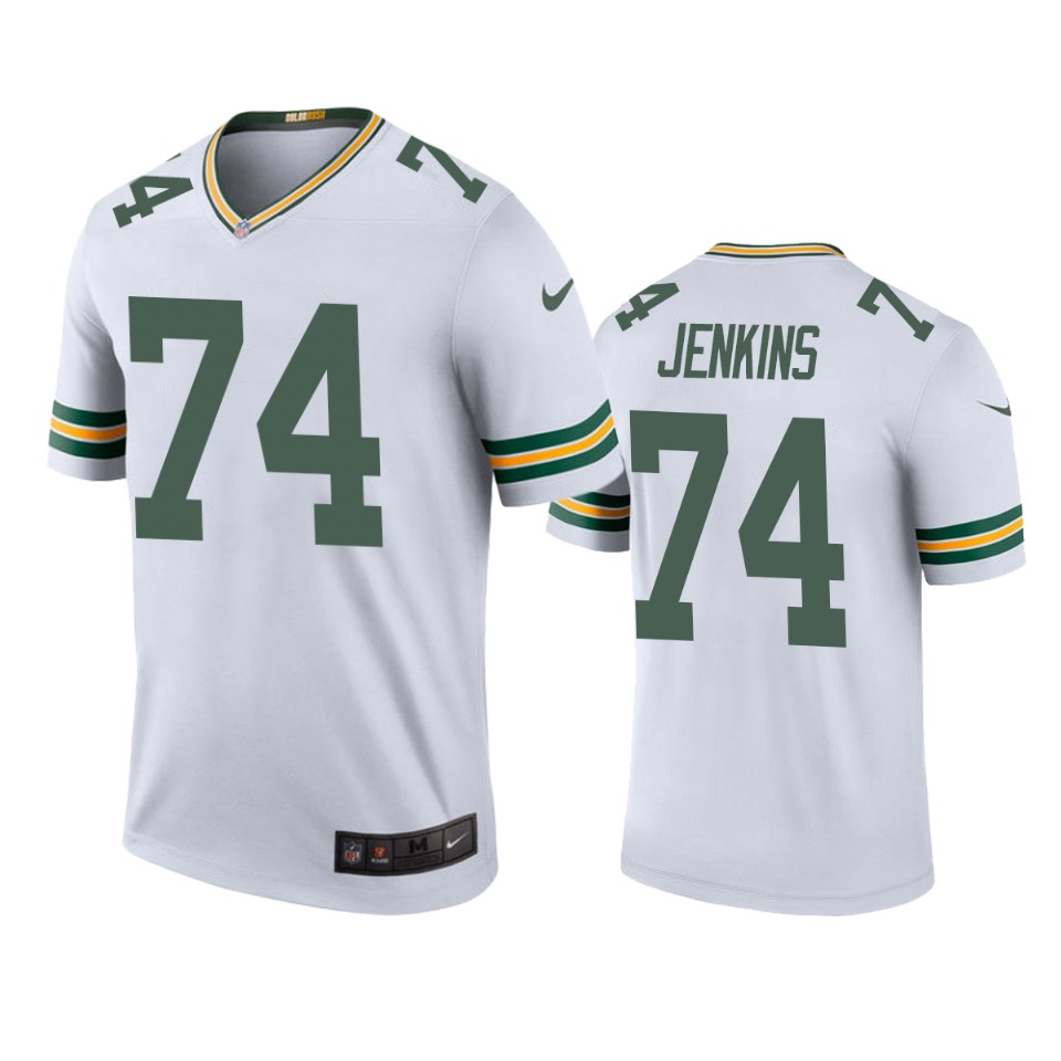 men's packers elgton jenkins white color rush legend jersey