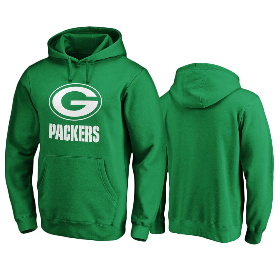 men's packers green st. patrick's day white logo hoodie