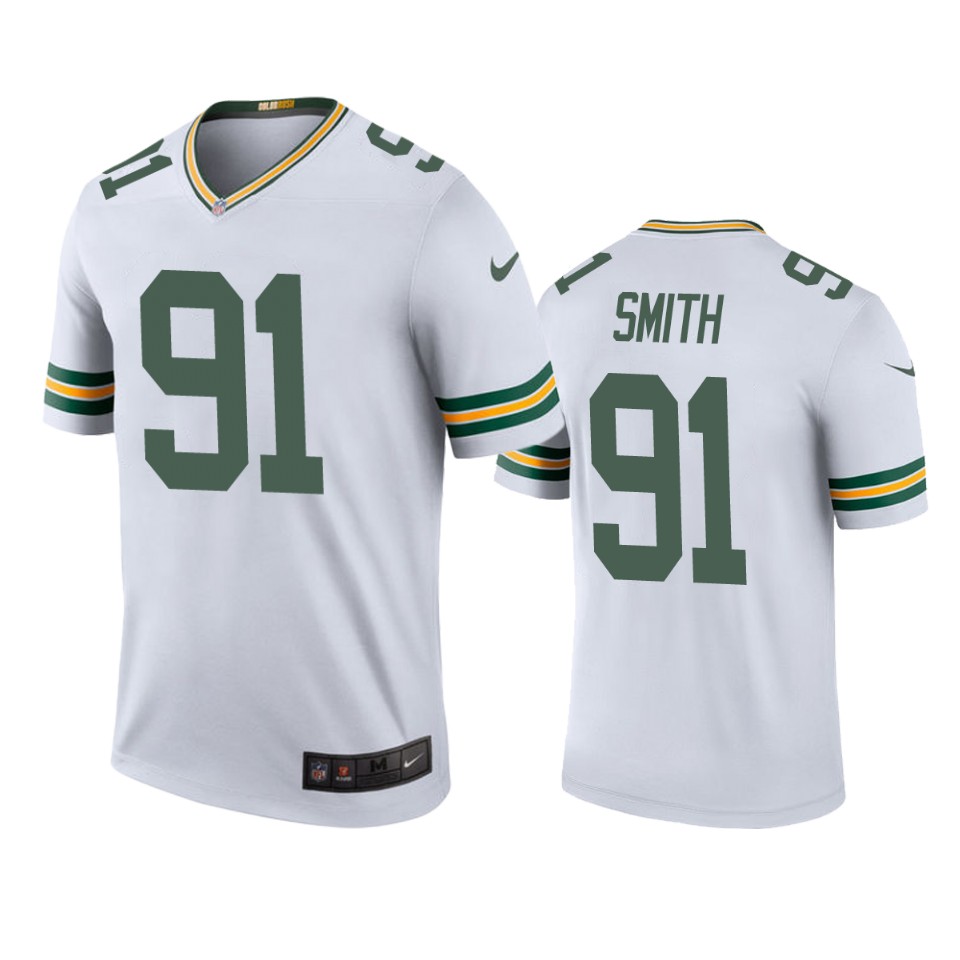 men's packers preston smith white color rush legend jersey