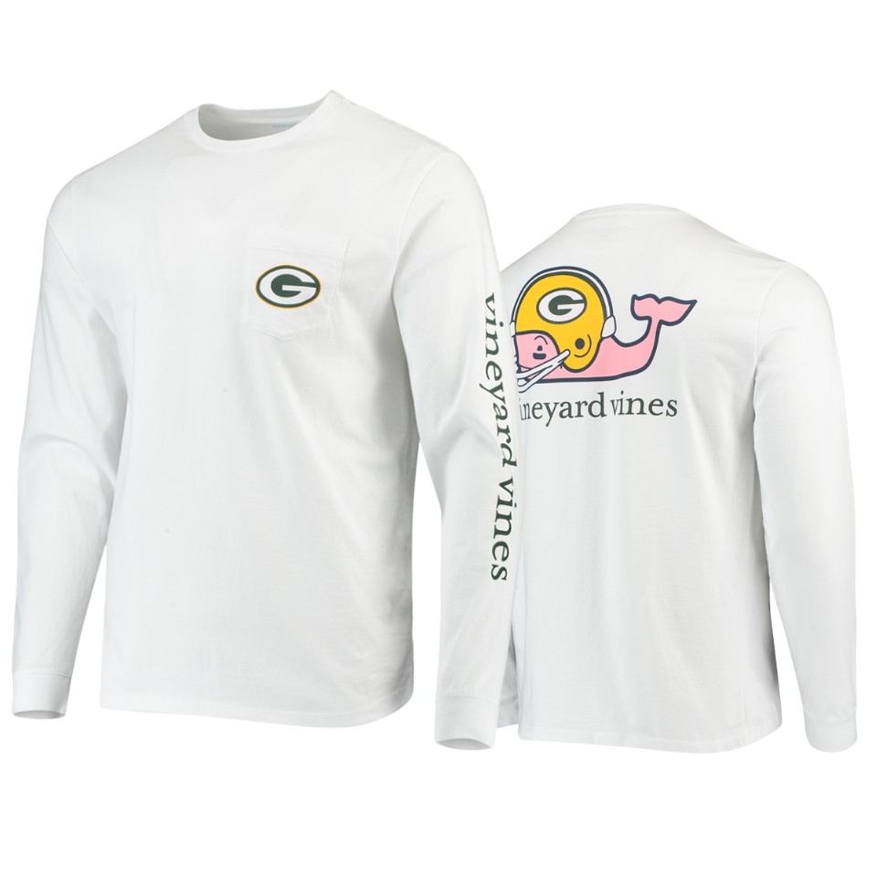 men's packers white whale helmet long sleeve t shirt