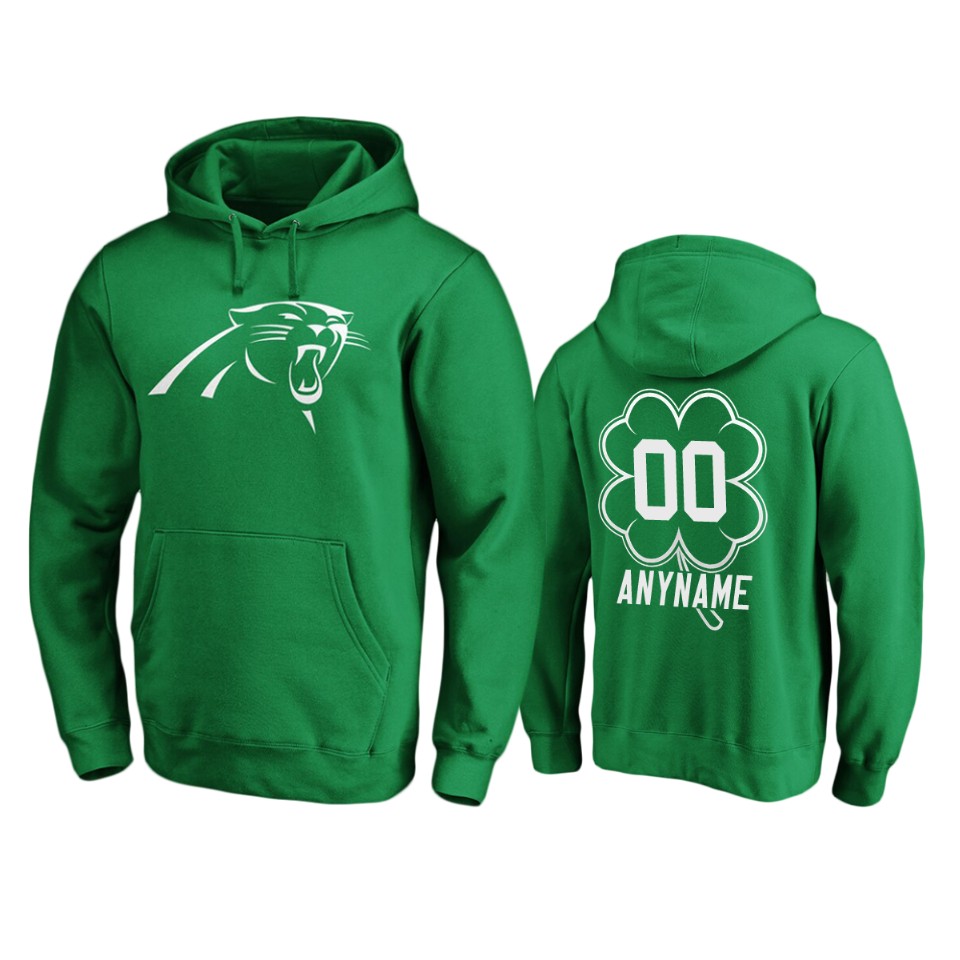 men's panthers custom green st. patrick's day white logo hoodie