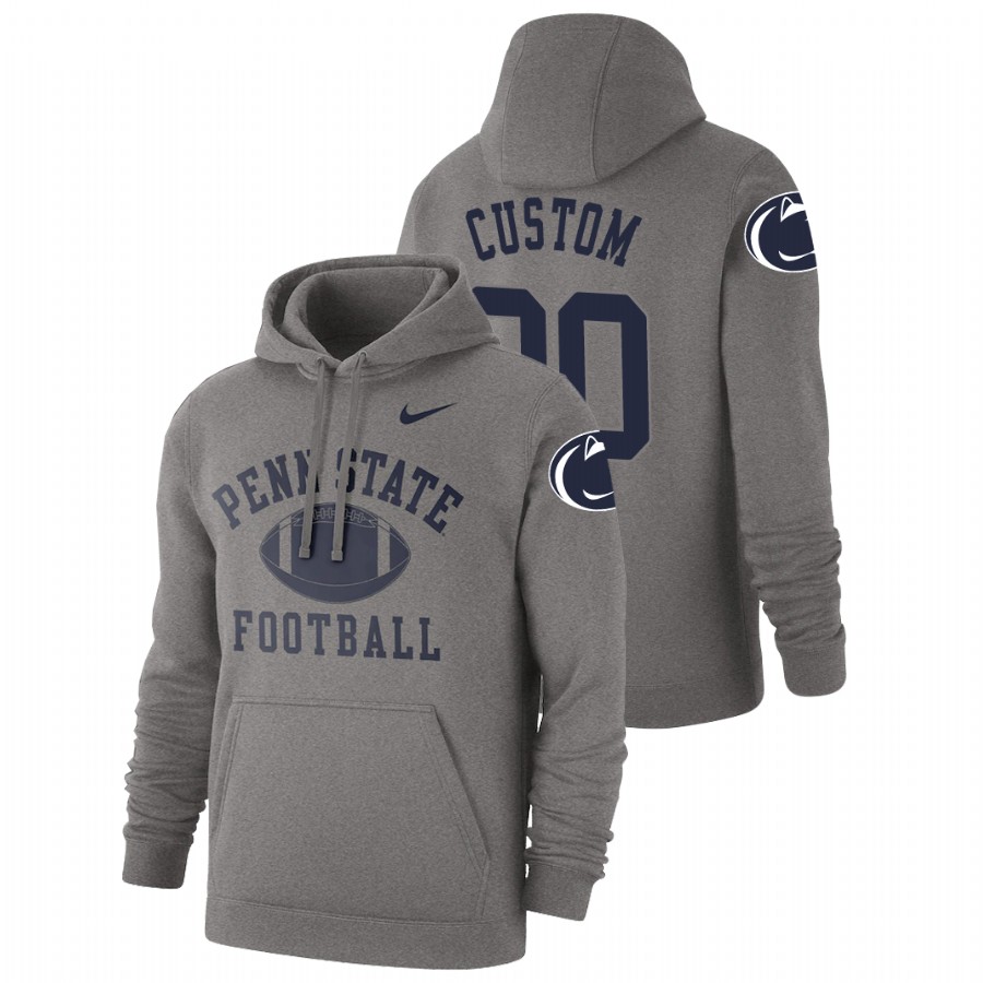 men's penn state nittany lions custom pullover heathered gray retro football hoodie