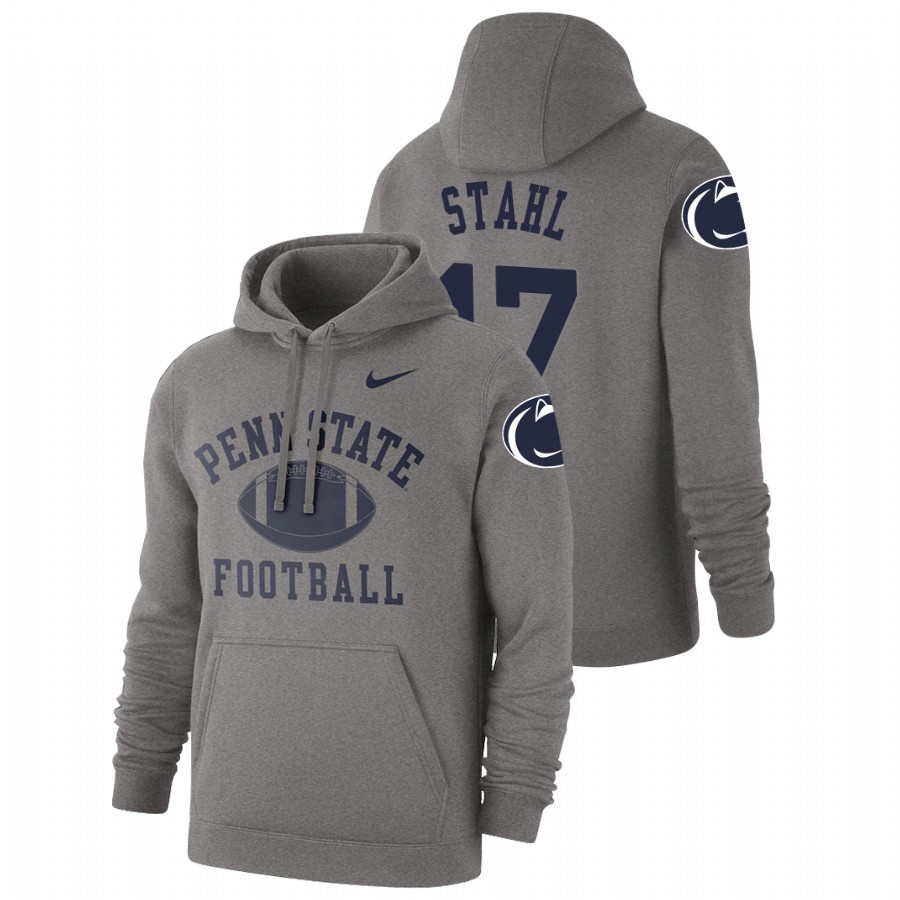 men's penn state nittany lions mason stahl pullover heathered gray retro football hoodie