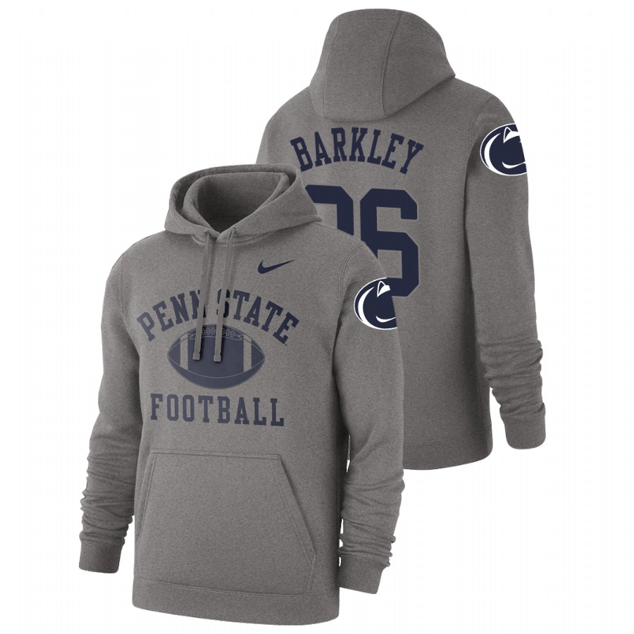 men's penn state nittany lions saquon barkley pullover heathered gray retro football hoodie