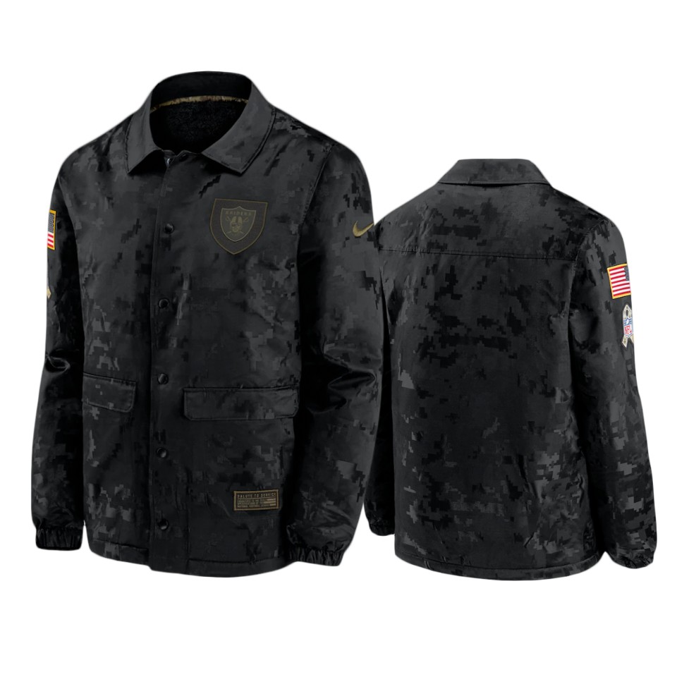 men's raiders black 2020 salute to service sideline satin jacket
