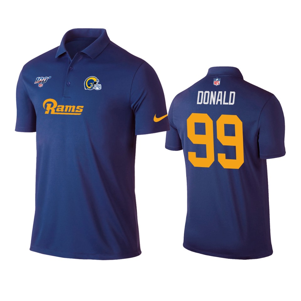 men's rams aaron donald royal 100th season polo