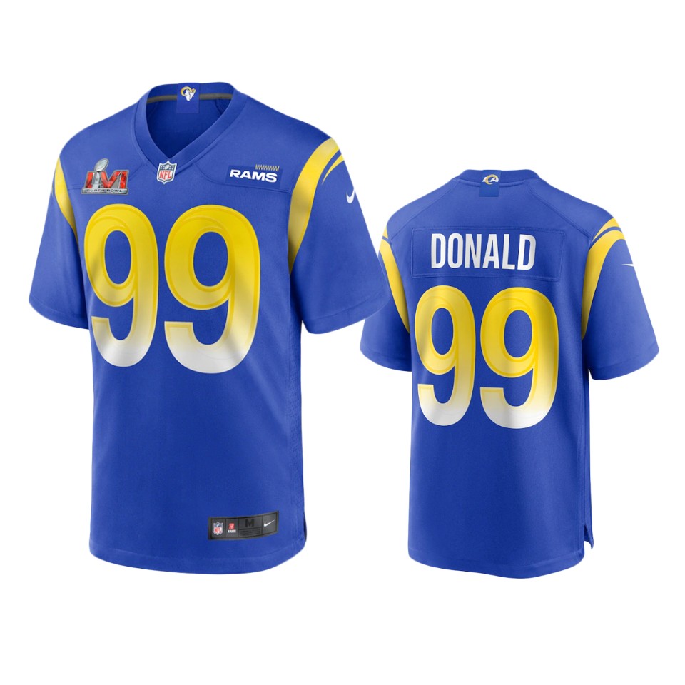 men's rams aaron donald royal super bowl lvi game jersey