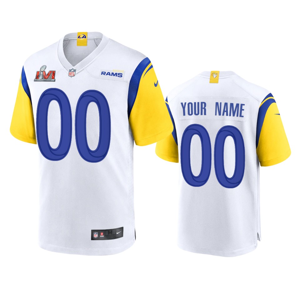 men's rams custom white super bowl lvi game jersey