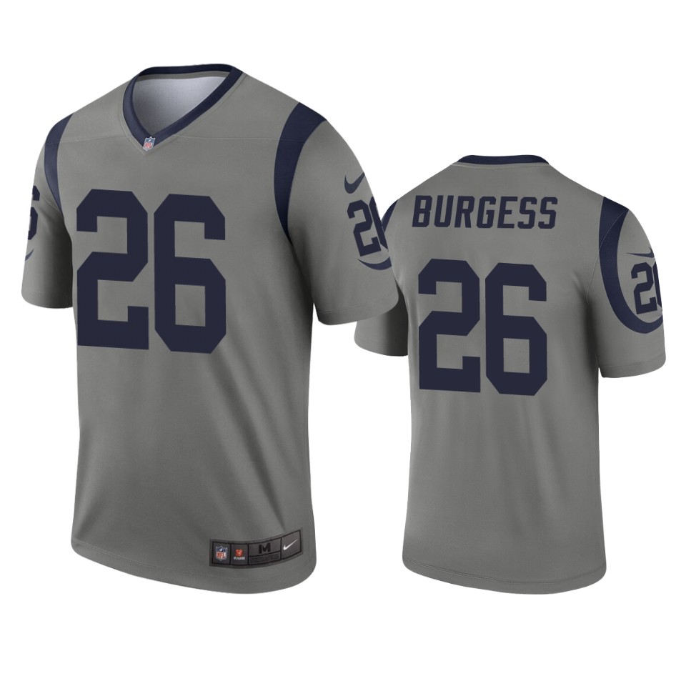 men's rams terrell burgess gray inverted legend jersey