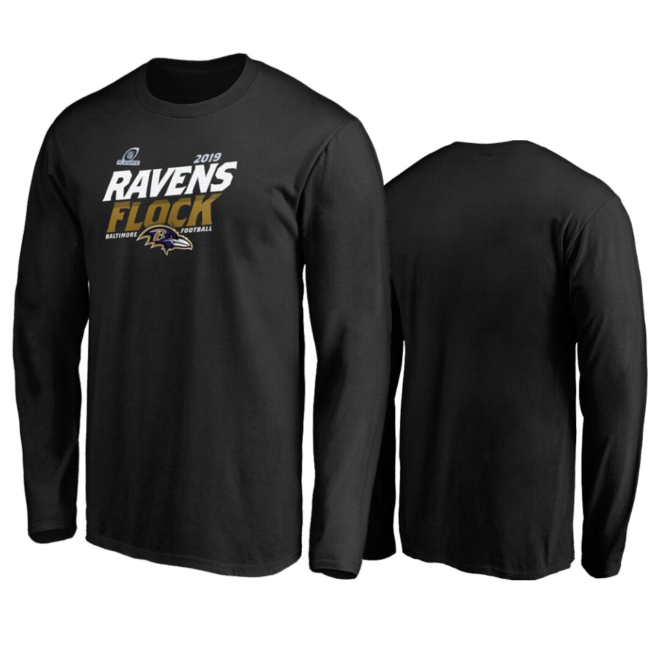 men's ravens black 2019 nfl playoffs bound hometown checkdown long sleeve t shirt