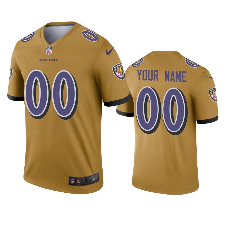 men's ravens custom gold inverted legend jersey
