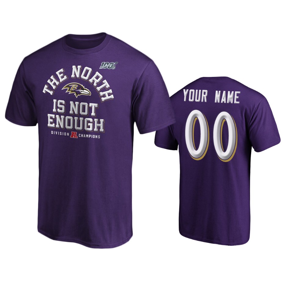 men's ravens custom purple 2019 afc north division champions t shirt
