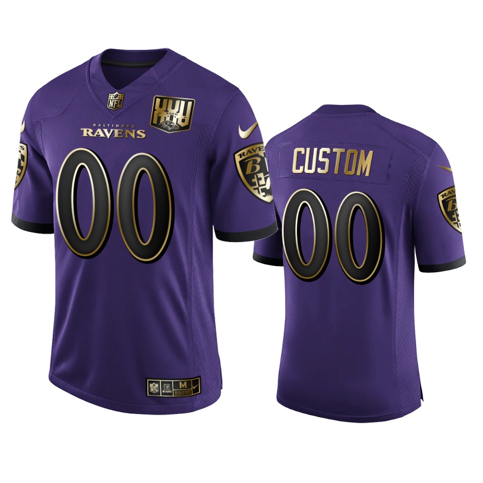 men's ravens custom purple 25th season golden limited jersey