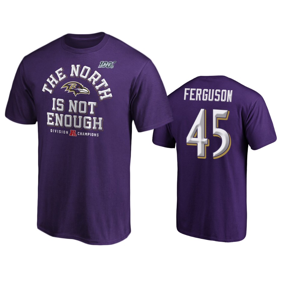 men's ravens jaylon ferguson purple 2019 afc north division champions t shirt