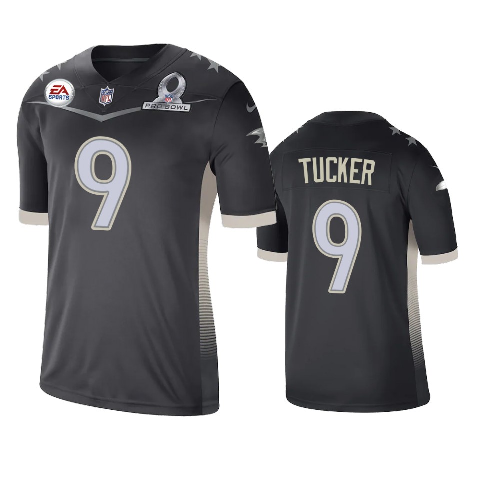 men's ravens justin tucker anthracite 2021 afc pro bowl game jersey