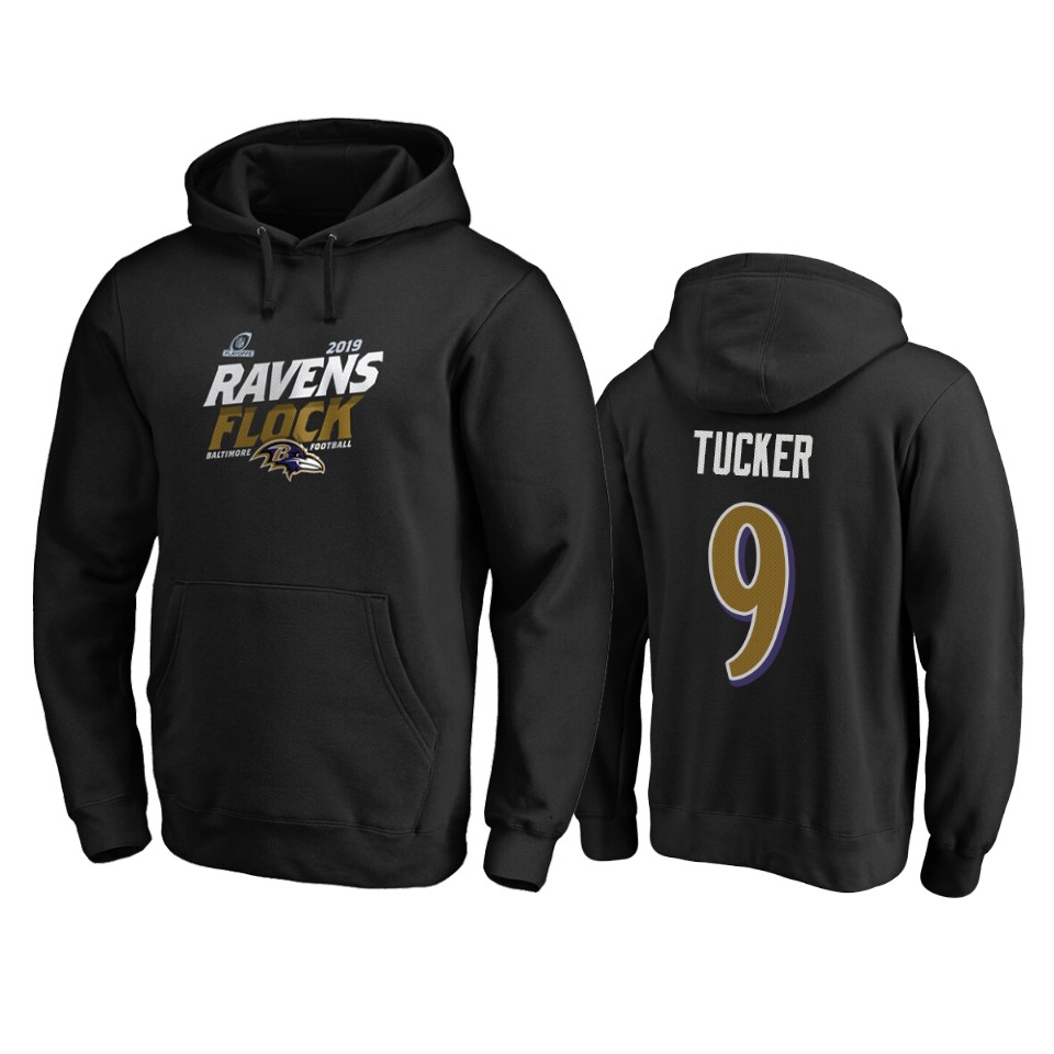 men's ravens justin tucker black 2019 nfl playoffs bound hometown checkdown pullover hoodie