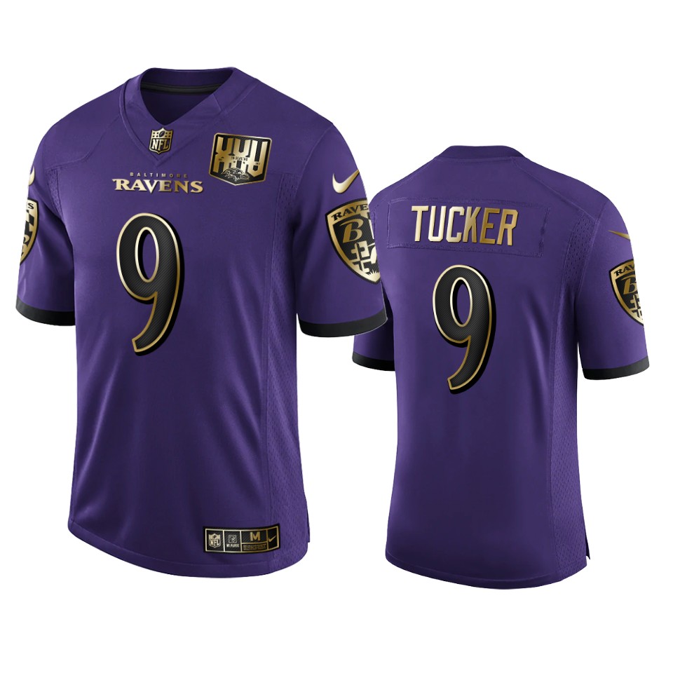 men's ravens justin tucker purple 25th season golden limited jersey