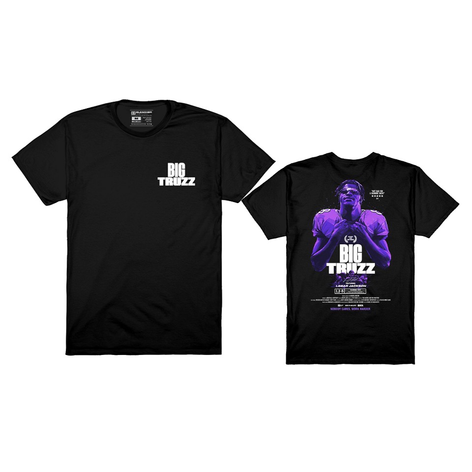 men's ravens lamar jackson black player graphic now playing t shirt