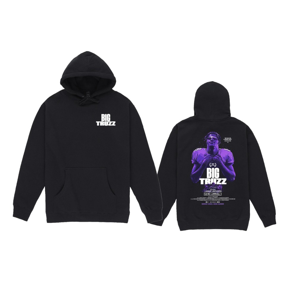 men's ravens lamar jackson black player graphic pullover hoodie