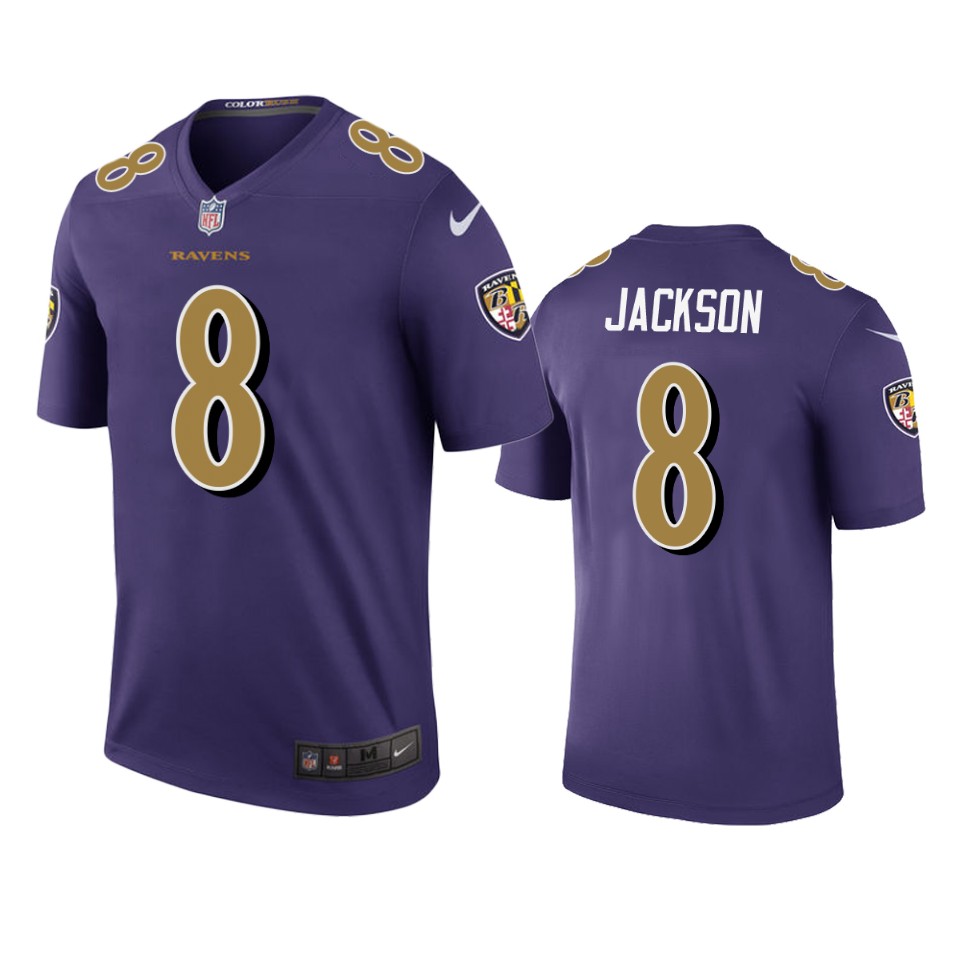 men's ravens lamar jackson purple color rush legend jersey