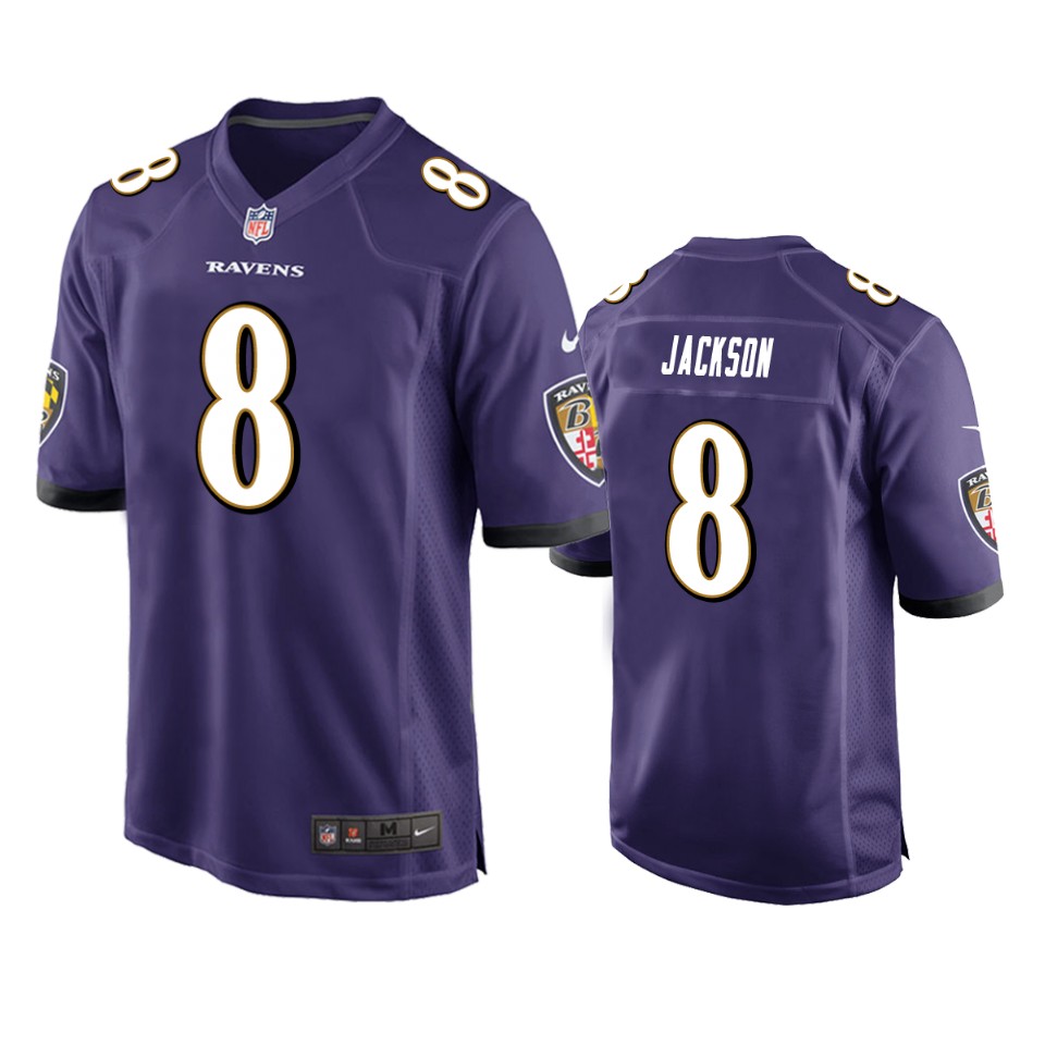 men's ravens lamar jackson purple game jersey
