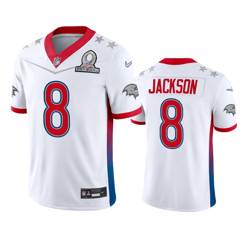 men's ravens lamar jackson white game 2022 afc pro bowl jersey