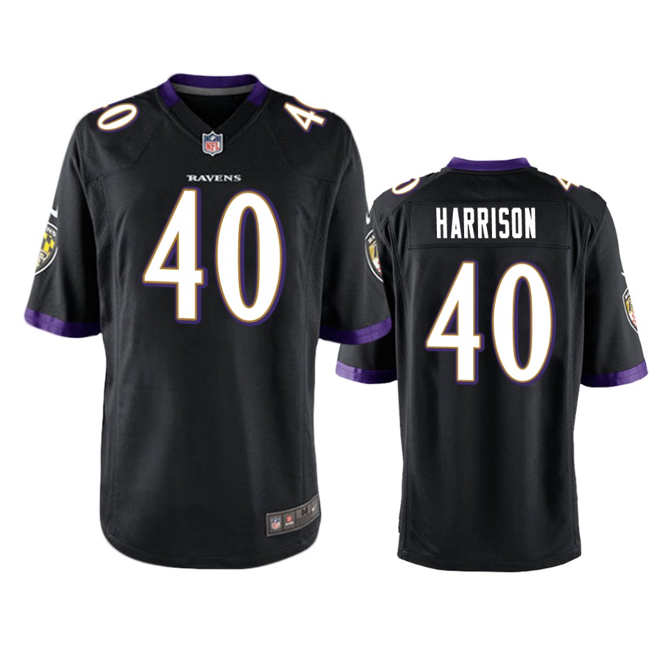 men's ravens malik harrison black game jersey