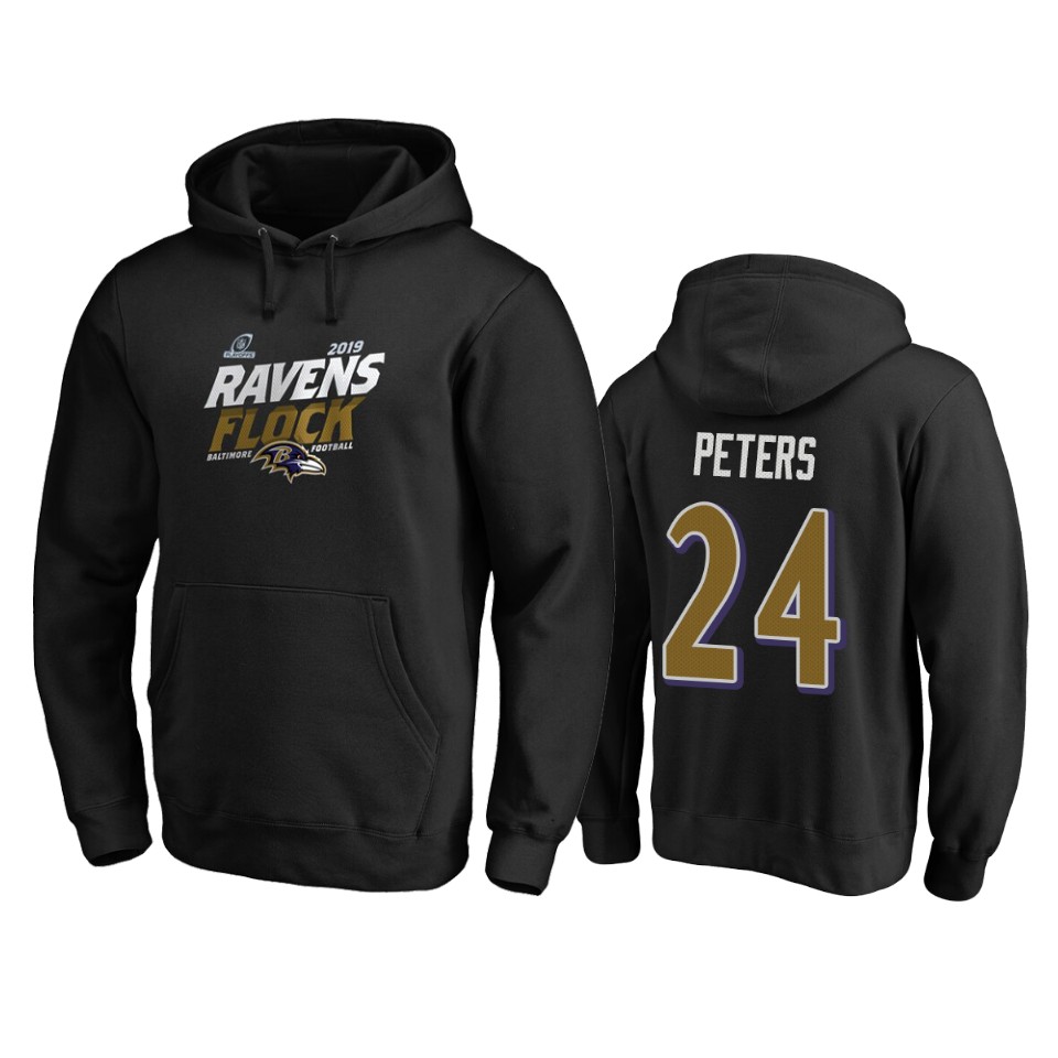 men's ravens marcus peters black 2019 nfl playoffs bound hometown checkdown pullover hoodie