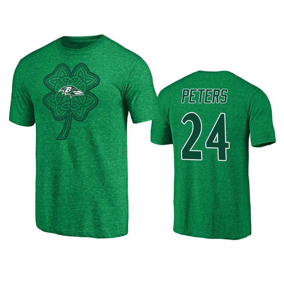 men's ravens marcus peters heathered kelly green st. patrick's day paddy's pride t shirt