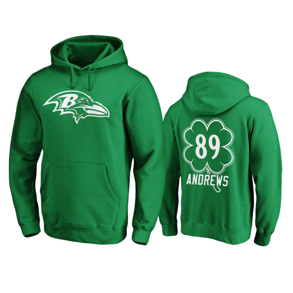 men's ravens mark andrews green st. patrick's day white logo hoodie