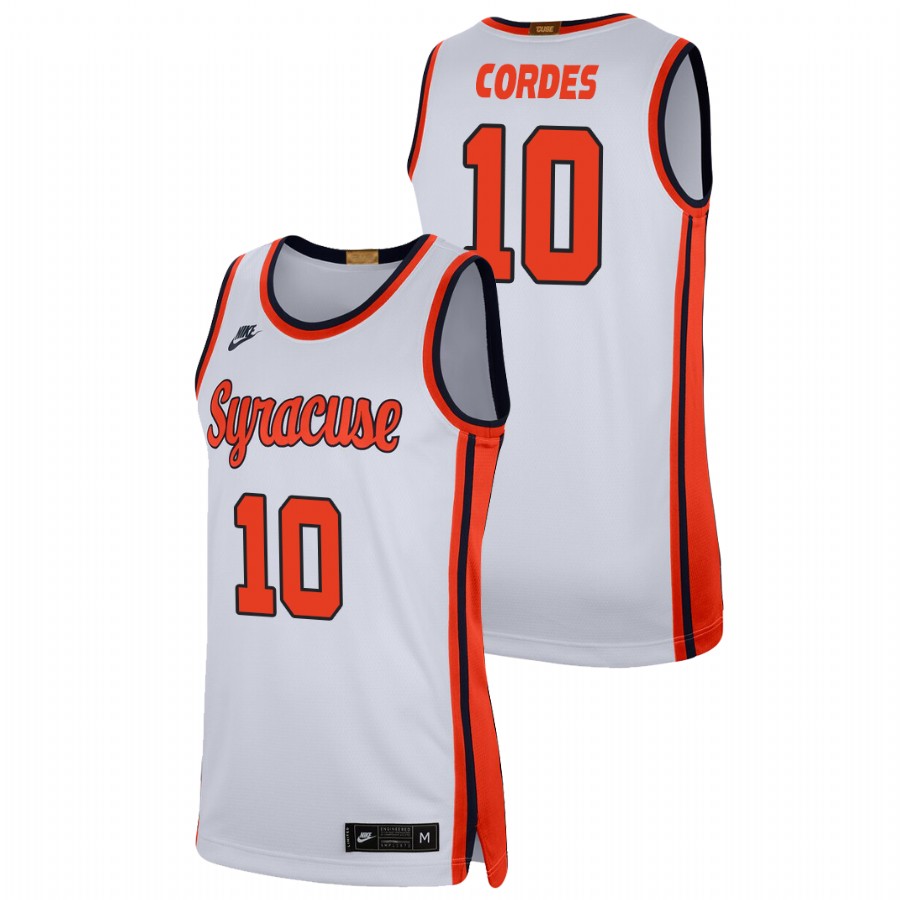 men's syracuse orange arthur cordes 2021 swingman player college basketball white jersey