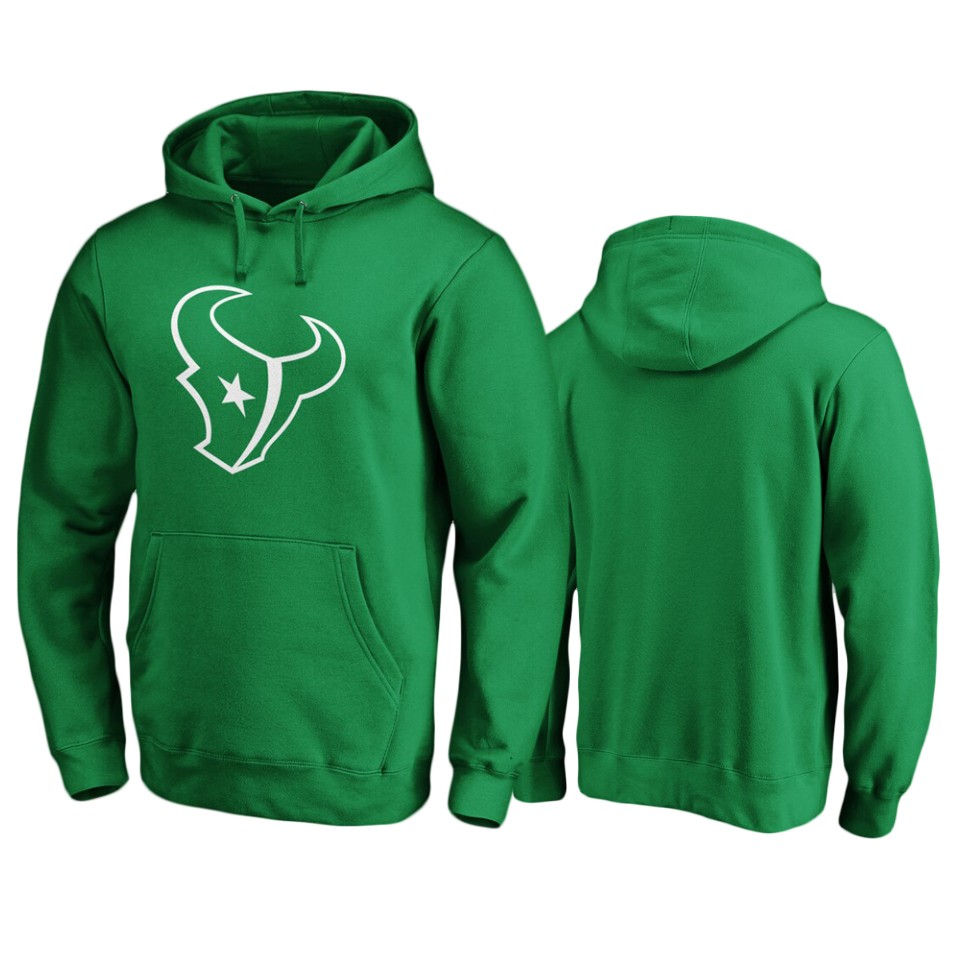 men's texans green st. patrick's day white logo hoodie
