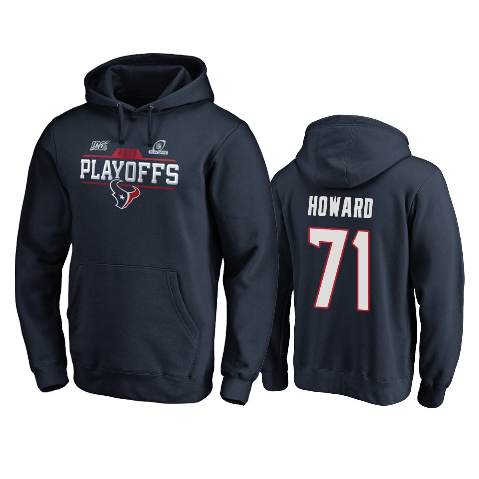 men's texans tytus howard navy 2019 nfl playoffs chip shot pullover hoodie