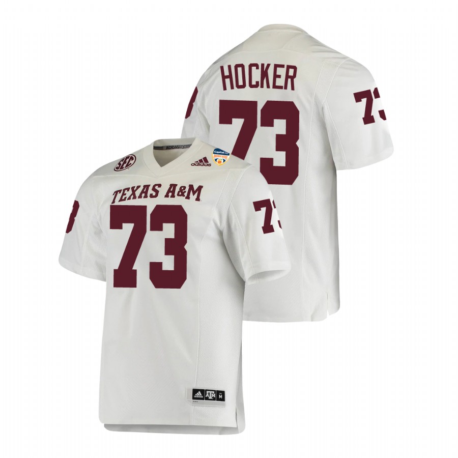 men's texas a&m aggies jared hocker white 2021 orange bowl college football jersey