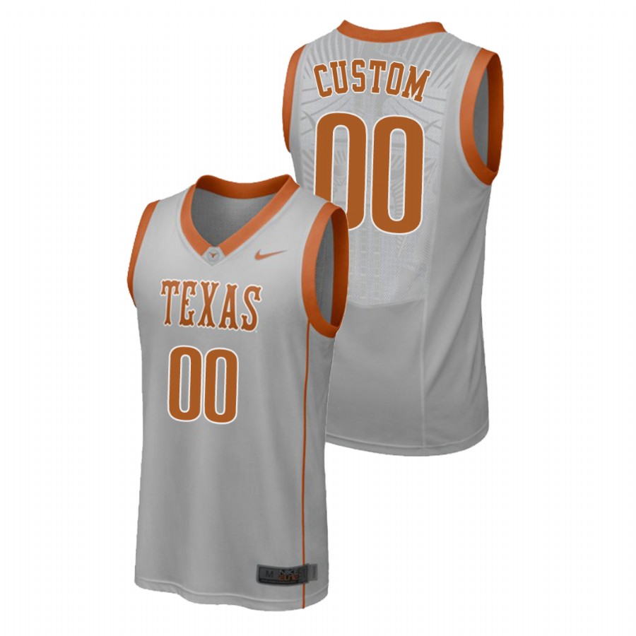 men's texas longhorns custom gray replica college basketball jersey