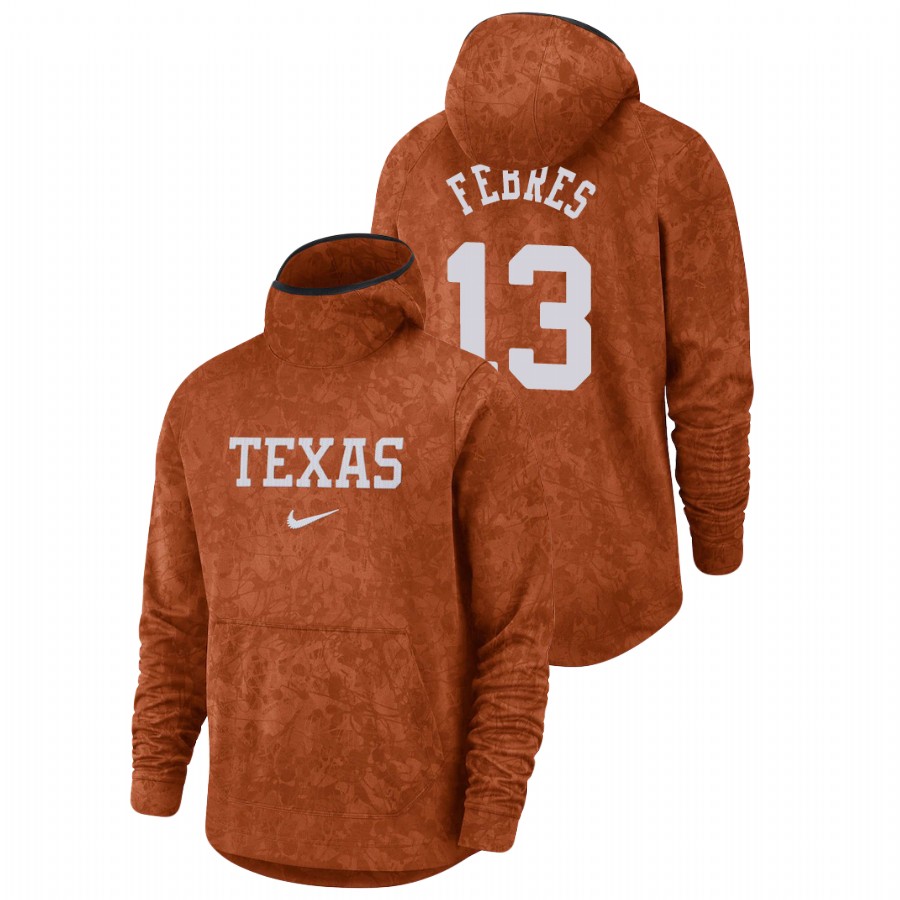 men's texas longhorns jase febres team logo pullover texas orange basketball spotlight hoodie