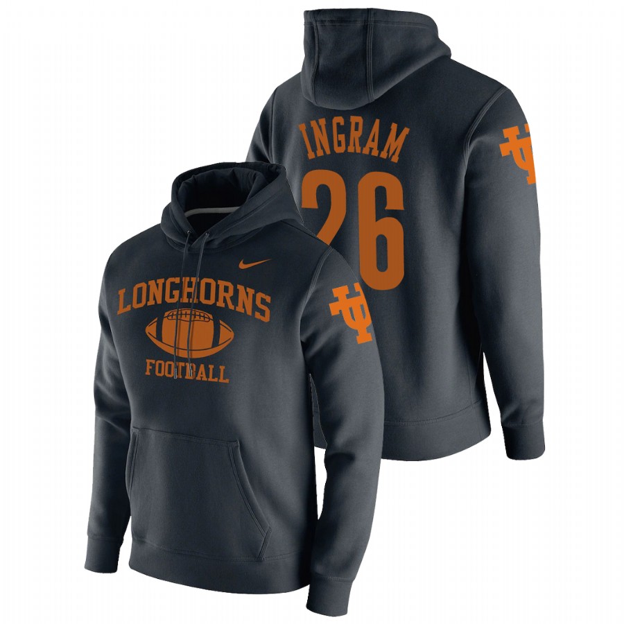 men's texas longhorns keaontay ingram pullover black retro football hoodie