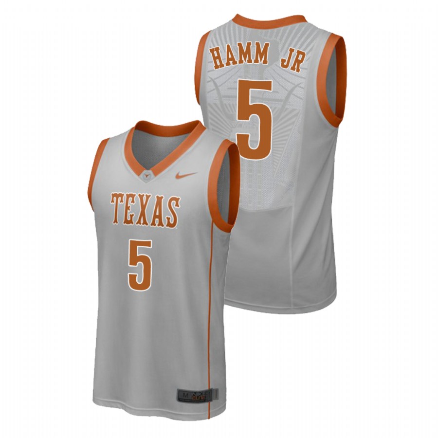 men's texas longhorns royce hamm jr gray replica college basketball jersey