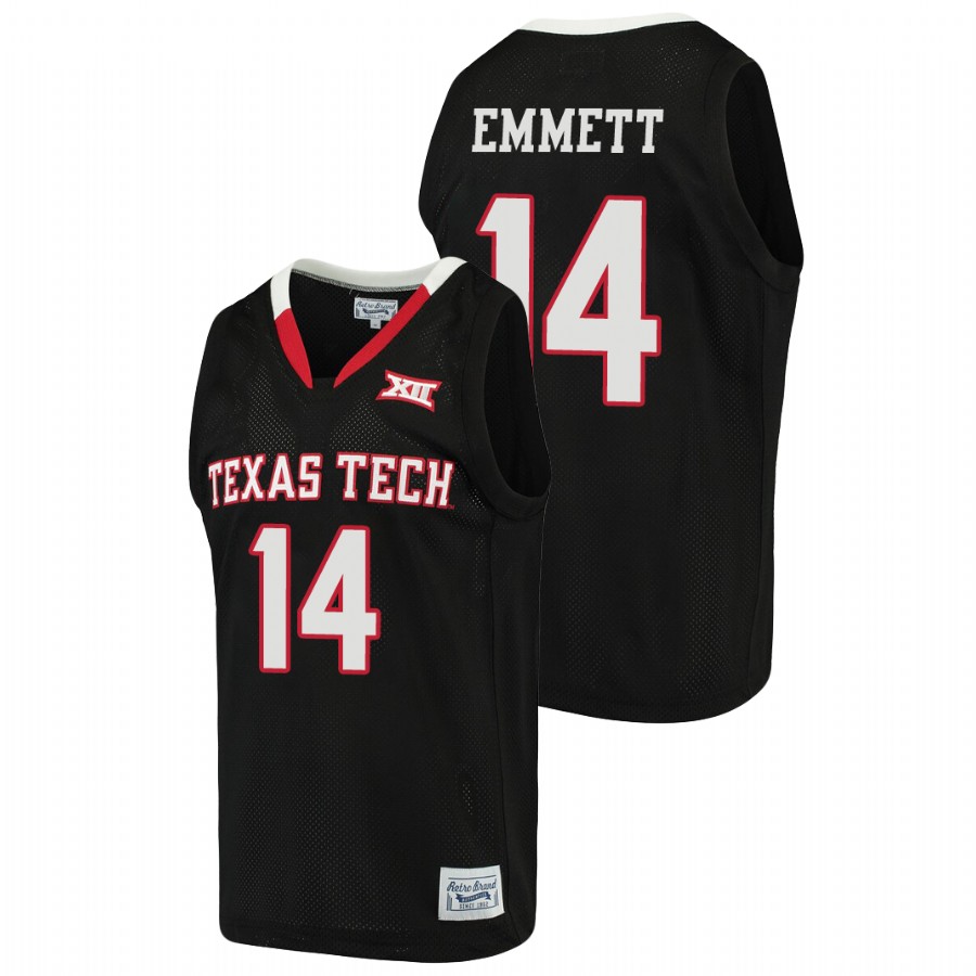 men's texas tech red raiders andre emmett basketball alumni black jersey