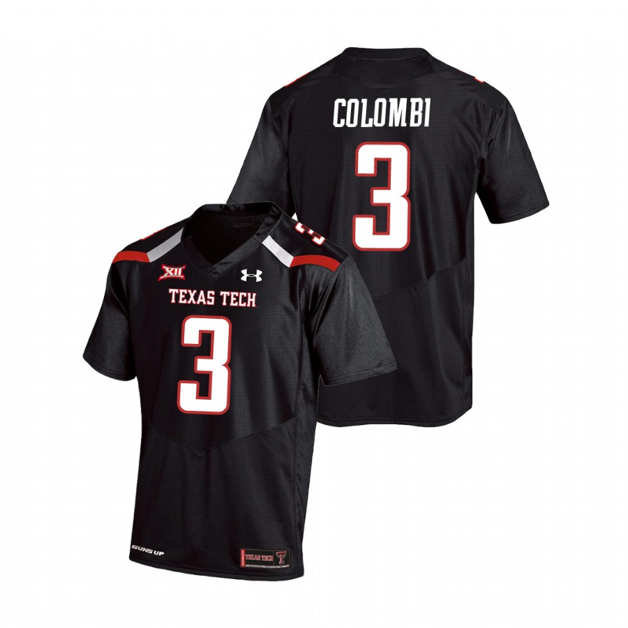men's texas tech red raiders henry colombi black college football replica jersey