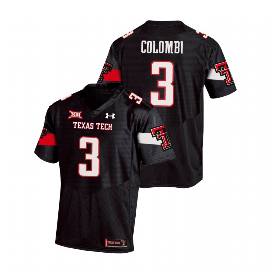 men's texas tech red raiders henry colombi black replica football team jersey